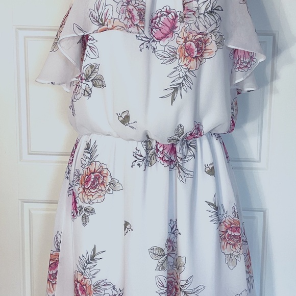 Maurices Dresses & Skirts - Maurice’s High Neck Floral Ruffle Chiffon Blouson Party Dress S